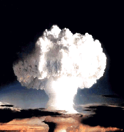 Explosão nuclear: nuvem em cogumelo